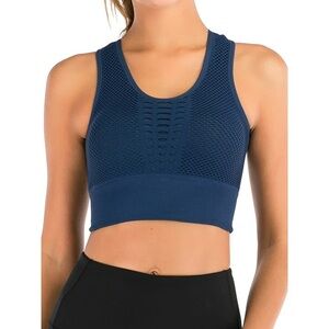Zella Blue Seamless Sports Bra Moisture-Wicking